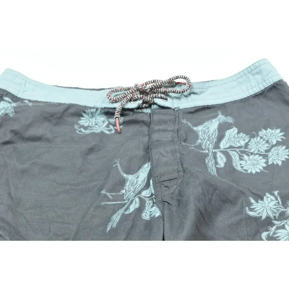KATIN Board Shorts Mens 30 Gray Blue Floral Drawstring 8